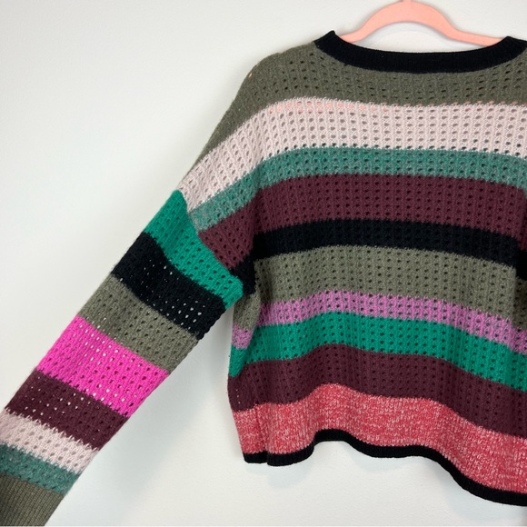 360 Cashmere Ashley Multicolored Open Knit Long Sleeve Sweater Size Medium - Picture 10 of 13